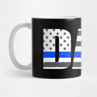 Police Dad Thin Blue Line American Flag Mug